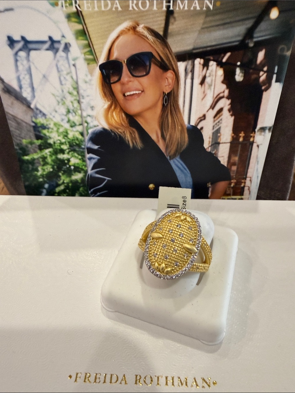 Freida Rothman Signature Oval Ring with Pavé Accents
